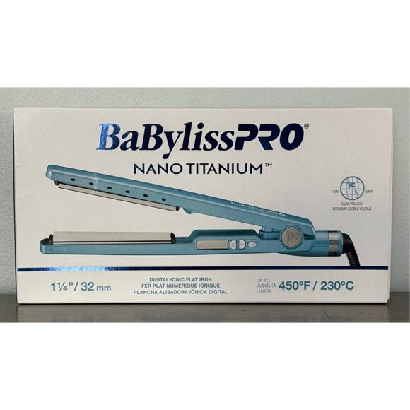 BaByliss PRO Nano Titanium Flat Iron 1¼” Digital Ionic Hair Straightener 450°F - Picture 1 of 8